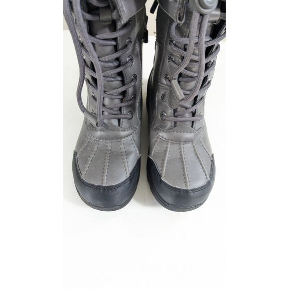 UGG Butte II Toggle Tall Gray Leather Waterproof Snow Boots US Youth Size 1 - Picture 4 of 16
